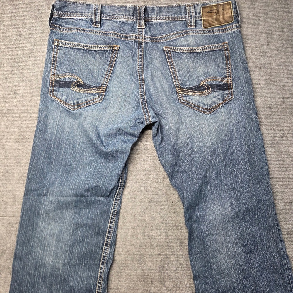 Silver Jeans Co Mens Zac Relaxed Straight Leg Blue Denim Jeans Medium Wash 39x29 - Picture 14 of 16